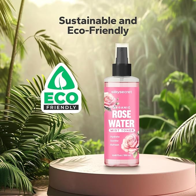 Organic Rose Water Spray (8.45 Fl Oz), Rosewater Spray for Face & Hair, Rose Water for Skin Care-Velvo Beauty