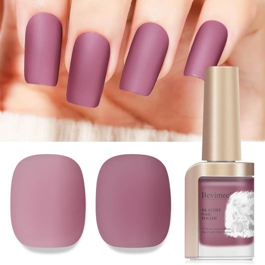 Matte Nail Polish, Air Quick Dry Nail Lacquer Matte Finish Effect, Long Lasting & Fast Drying Nail Pigment Velvet Nail Polish For Nail Art, Purplish Red12ml-Velvo Beauty