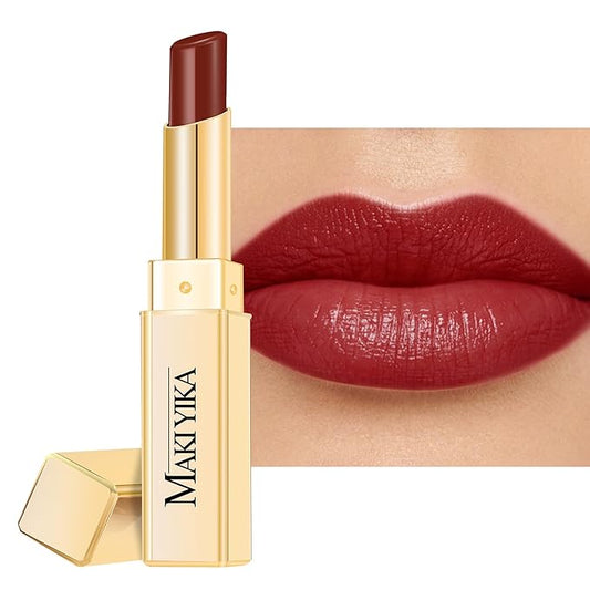 MAKI YIKA Moisture Dark Red Lipstick for Women Hydrate Lip Balm for Dry Cracked Lips Weightless Glossy Lip Color Juicy Finish,MA052 Dark Time-Velvo Beauty