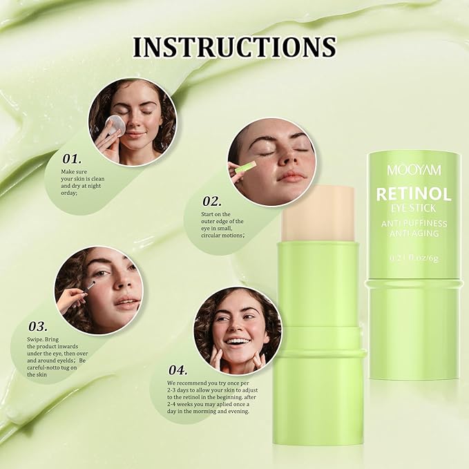 Retinol Eye Cream Brightening Eye Stick Anti-aging Eye Cream for Dark Circles and Puffiness Dark Circles Under Eye Treatment Under Eye Cream Puffy Eyes Treatment Firm Eye Bags Treatment for Men Women-Velvo Beauty