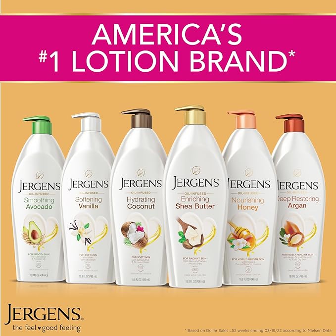 Jergens Shea Butter Hand and Body Lotion, Deep Conditioning Moisturizer, 3X More Radiant Skin, with Pure Shea Butter, Dermatologist Tested, 16.8 Oz, Pack of 3-Velvo Beauty