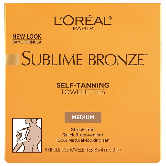 L'Oreal Paris Sublime Bronze Self Tanning Towelettes, Streak-Free, Natural Looking Tan, 6 ct-Velvo Beauty