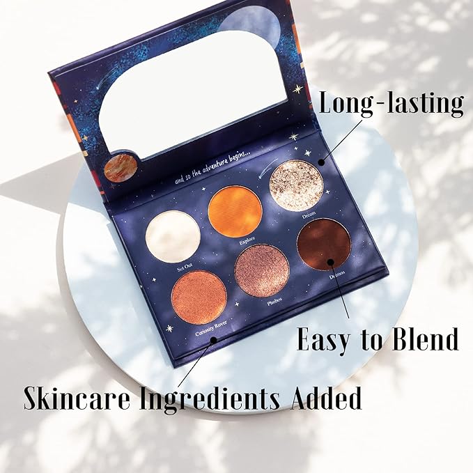 READY TO SHINE Mars Voyage Small Eyeshadow Palette with 6 Highly Pigmented Matte, Frost, and Shimmer Pocket-Sized Mini Travel Eyeshadows-Velvo Beauty
