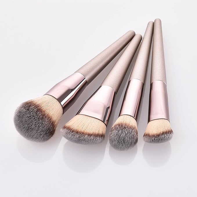 4pcs Professional Makeup Brush Set, Premium Synthetic Liquid Foundation Brush Blending Powder Tapered Kabuki Makeup Brushes Cosmetics Applicator-Velvo Beauty
