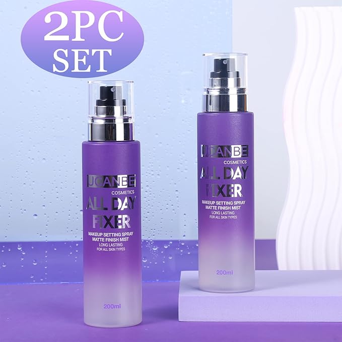 UCANBE Makeup Setting Spray - 2PC Set Matte Finishing Spray, Long Lasting Oil Control Make Up Spray, Lightweight Hydrate Face Mist for Face-Velvo Beauty