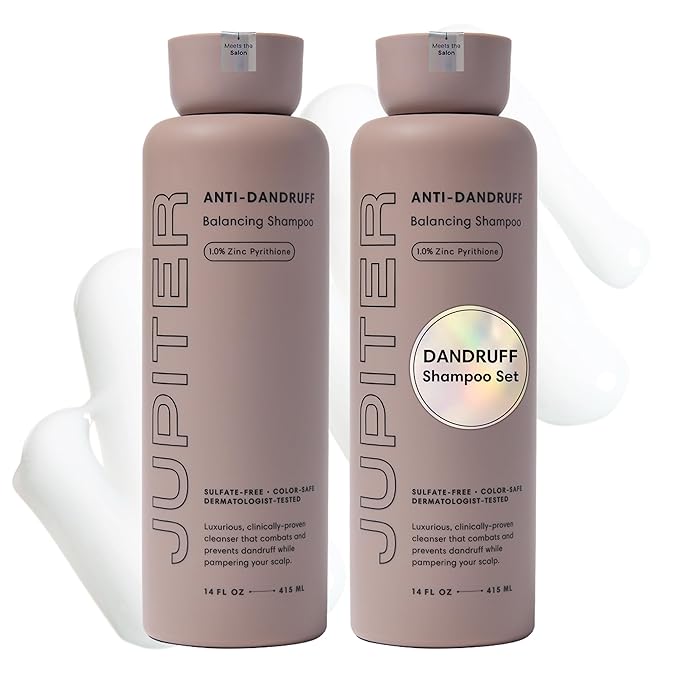 Jupiter Balancing Anti Dandruff Shampoo Duo, for Women & Men, Physician-Formulated for Flaky, Itchy, Oily, Dry Scalp, & Paraben-Free, Anti-Dandruff Shampoo with Zinc, 2 pack, 14 fl oz ea-Velvo Beauty
