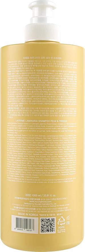 laferme Laminaria Shampoo with Organic Ingredient, Korean Clarifying Shampoo, Hydrating for Dry Hair, Strengthening for Weak Hair, Sulfate & Paraben-Free, for Women & Men, 33.8 FL OZ, Pear & Freesia-Velvo Beauty