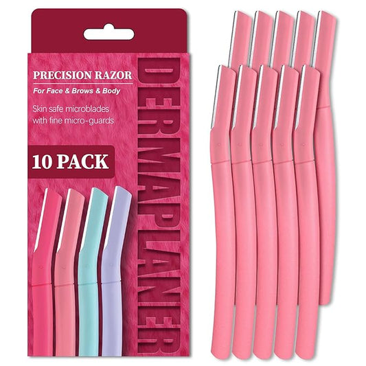Face Razors for Women, Dermaplane Razor for Women Face, Eyebrow Razor, Facial Razors, Dermaplaning Tool, Gentle Skin Exfoliation Microblades for Sensitive Skin, Peach Fuzz Remover, 10 Count (Blush)-Velvo Beauty