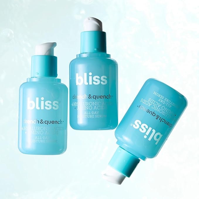 Bliss Hyaluronic Acid Drench & Quench Facial Serum – Hydrating Serum for Dry, Sensitive Skin - Lightweight Gel Formula for Deep Hydration & Plump Skin - Clean, Cruelty-Free - 1 Fl Oz-Velvo Beauty