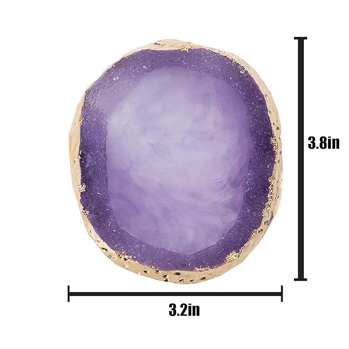 MISUD Resin Nail Art Palette, Golden Edge Paint Drawing Color Palette, Agate Nail Palette Manicure Nail DIY Tool (Purple)-Velvo Beauty