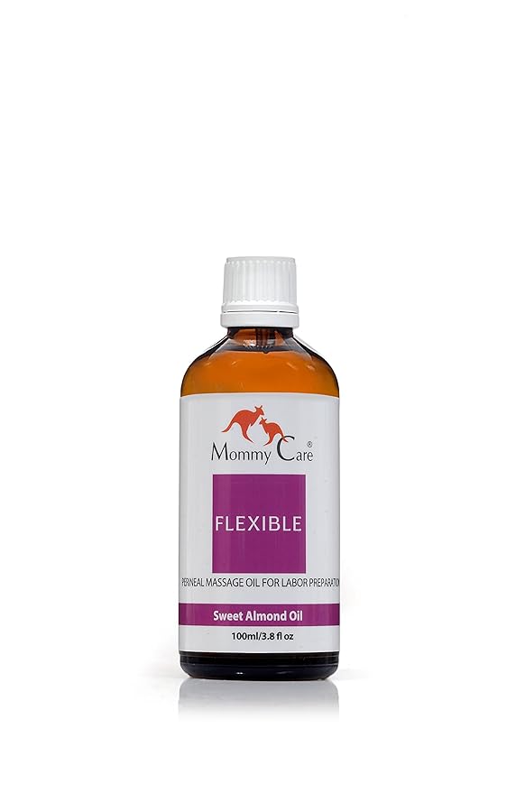Mommy Care Perineal Massage Oil Labor Preparation, Flexible Perineal Massage Oil, Sweet Almond Oil For Pregnancy and Postpartum Recovery 100ml/3.38 fl.oz Certified Organic All Natural-Velvo Beauty