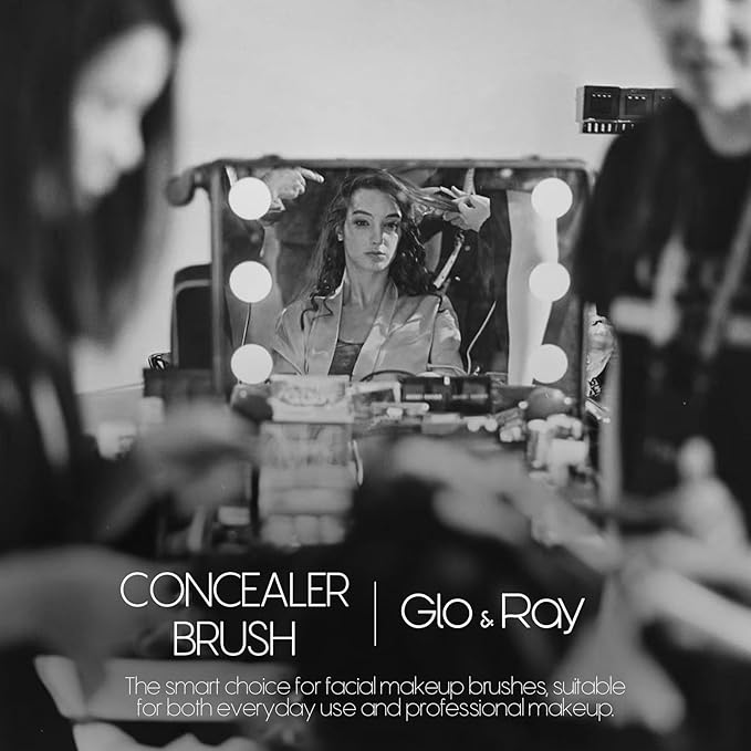 GLO&RAY Concealer Brush Under Eye - Makeup Brush Angled Flat Teardrop, Nose Contour for Powder Pro Concealing Blending for Liquid & Cream Cosmetic, Foundation Brushes Small With Dust Cover (White)-Velvo Beauty