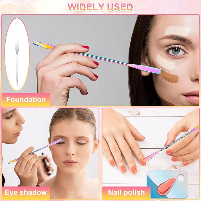 Makeup Spatula Korean Set, Senbos Professional Acrylic Makeup Palette with 2 Pcs Spatula Tool, Tray Apply for Foundation Eye Shadow Lipsticks Nail Art Pigment Blending Set with Leather Covers-Velvo Beauty