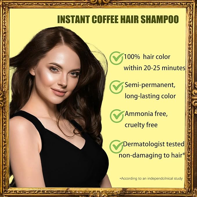 Coffee Hair Dye 3 in 1 - Instant Hair Color Shampoo for Refreshing, Herbal Hair Dye for Women & Men, Easy to Use & Long Lasting 16.90 oz-Velvo Beauty