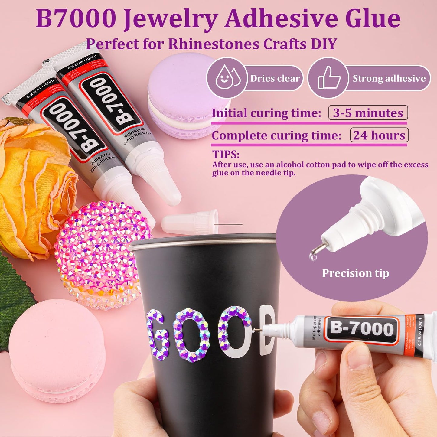 25000Pcs Resin Jelly Rhinestones with Tweezers for Crafting, Dark Purple AB Flatback Gems, Bedazzling Crystal with 3Pcs 10ml B7000 Jewelry Glue for DIY Crafts Clothing Tumblers Shoes Fabric Nail Art-Velvo Beauty