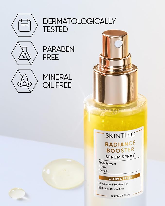 Radiance Booster Spray Serum, Vegan Skin Care, Light-weight Face Moisturizer, Glow Serum for Radiant Skin, Non Comedogenic, All In One Mist, 3.3 fl oz.-Velvo Beauty