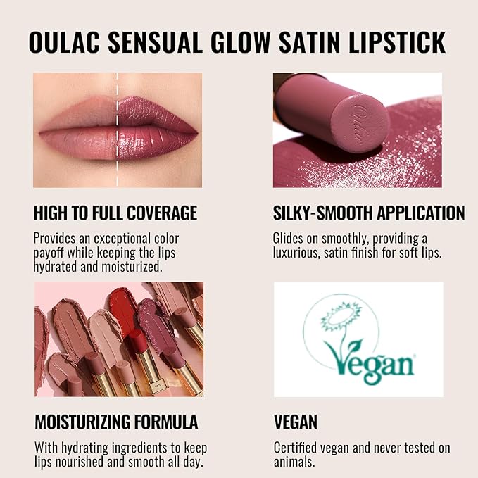 Oulac Color Rich Satin Lipstick Set For Women Nude Brown Lipsticks High Impact Lipcolor Tinted Lip Balm, Nourishing, Satin Finish, Moisturizing Creamy Formula, Vegan Gluten Free (10+12+13)-Velvo Beauty