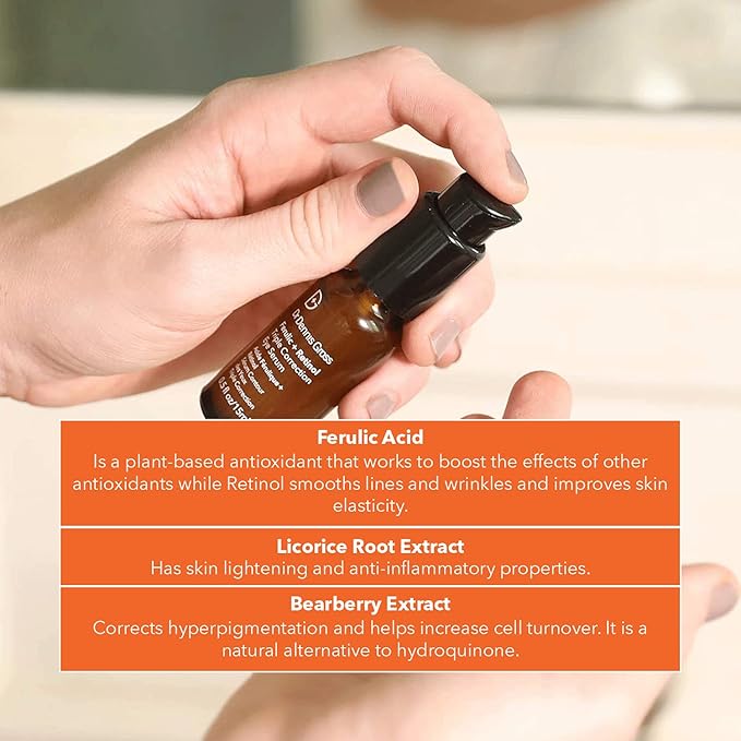 Dr. Dennis Gross Ferulic + Retinol Triple Correction Eye Serum: for Wrinkles, Loss of Elasticity, and Rough Texture, 0.5 fl oz-Velvo Beauty