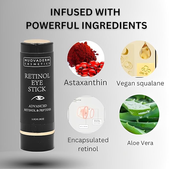 Advanced Retinol Eye Stick Balm - Hydrating Under Eye Stick Brightening Eye Cream with Peptides for Fine Lines, Wrinkles, Dark Circles & Puffiness - Unscented Anti Aging Eye Cream for Women & Men-Velvo Beauty