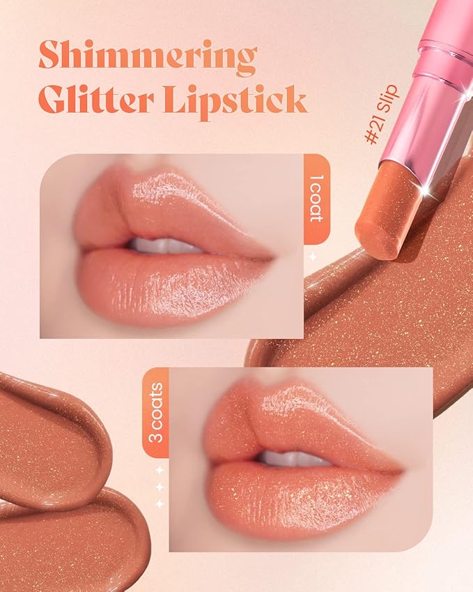 AMTS Tinted Lip Balm - Slip | Hydrating Glitter Lipstick | Pearl Shimmering Daily Lip Makeup for dry, cracked, chapped lips | korean beauty Moisture Lip Tint-Velvo Beauty