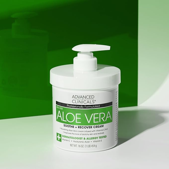 Advanced Clinicals Aloe Vera Lotion Skin Care Relief Cream | Vitamin E Infused Hyaluronic Acid Moisturizer & Vitamin C Body Lotion For Women & Men Helps Improve Look Of Extremely Dry Skin, 16 Ounce-Velvo Beauty