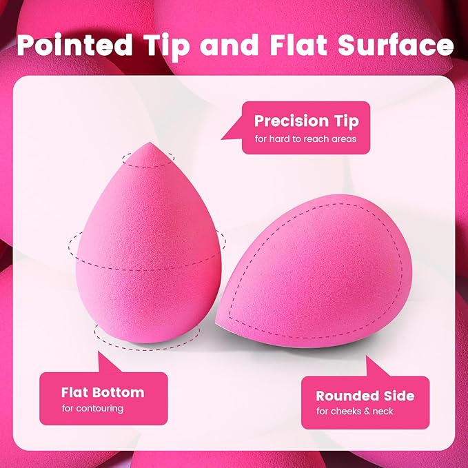 BEAKEY 5 Pcs Makeup Sponges, Latex-Free Beauty Sponge for Flawless Liquid, Cream, and Powder Application, Rose Pink Sponges-Velvo Beauty