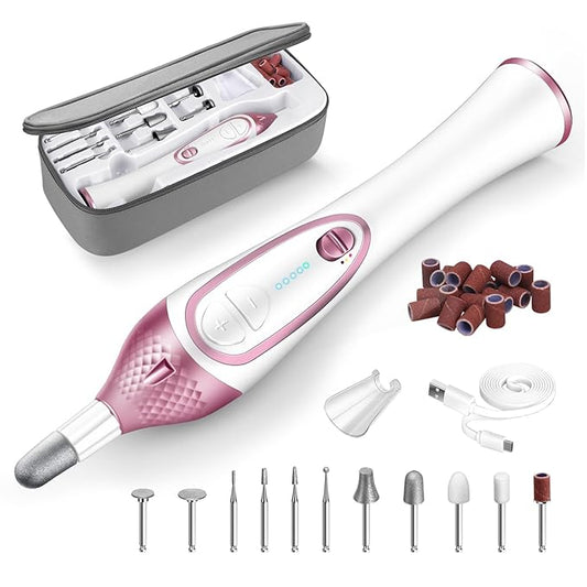 36-Piece Professional Manicure Pedicure Kit-Cordless Electric Nail File Kit,20000RPM, 11Pcs Bits,4 Speed,Rechargeable Pedicure Tool for Feet,Hand Foot Care Nail Drill Tool for Nail Grind Trim Polish-Velvo Beauty