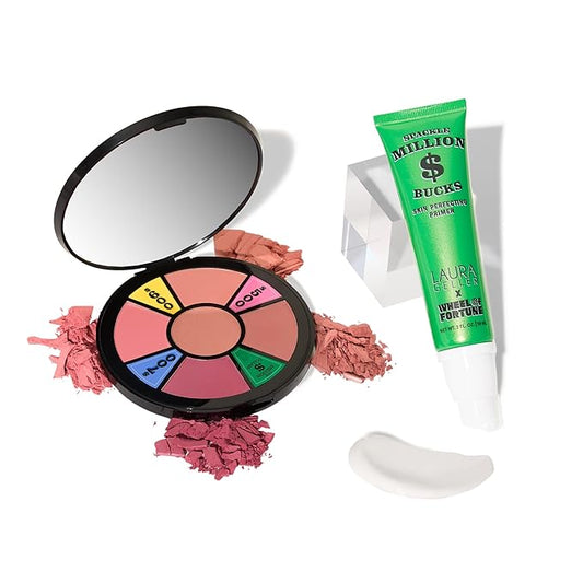 LAURA GELLER NEW YORK Wheel for Fortune Million Bucks Spackle Makeup Primer and Face the Day Blush Palette Kit-Velvo Beauty