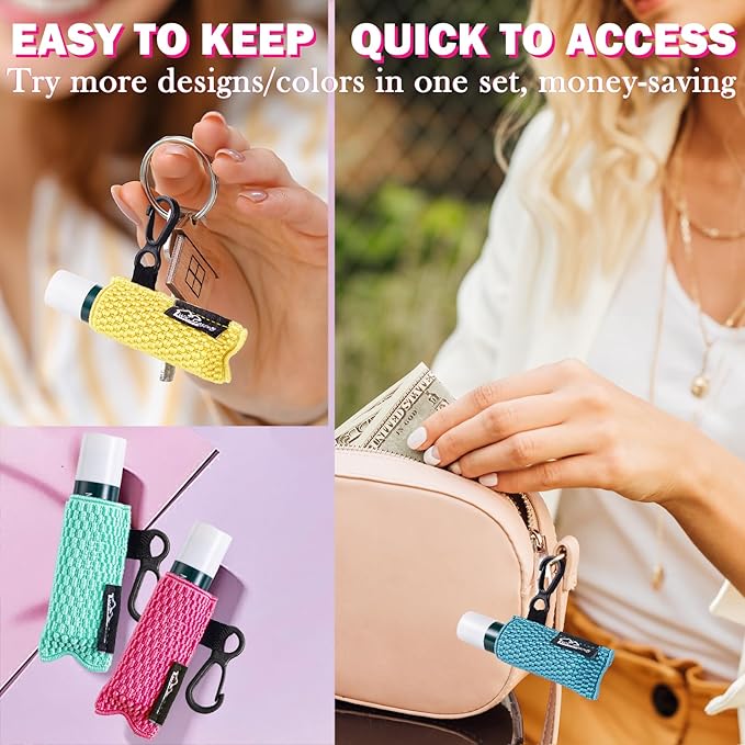 WKieason Lip Balm Sleeves Holder Keychain 5pcs Clip on Chapstick Keychain Holder Pouch Tight-Knit Elastic Lipstick Key Chain Holder-Velvo Beauty