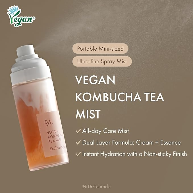 Dr.Ceuracle Vegan Kombucha Tea Mist - Hydrating Face Mist, Portable Milky Spray Serum, Korean Skincare (80 ml / 2.70 fl. oz.)-Velvo Beauty