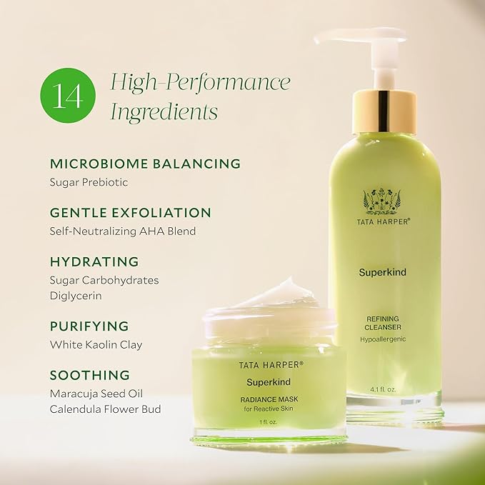 Tata Harper Superkind Radiance Mask, Gentle Glow Mask for Sensitive Skin, Skin Barrier Support, Hypoallergenic Skincare, Fragrance Free, Natural Skincare, Dermatologist Tested, Vegan, 30ml-Velvo Beauty