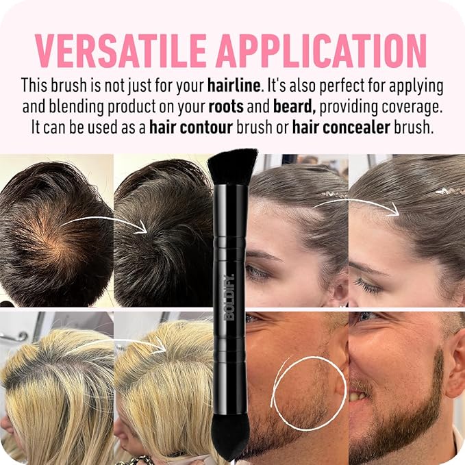 BOLDIFY Dual-Ended Hairline Powder Brush - Precision Makeup Brush Set with Sponge Tip for Seamless Blending - Ideal as a Concealer Brush, Hair Contour Brush, and Root Touch Up-Velvo Beauty