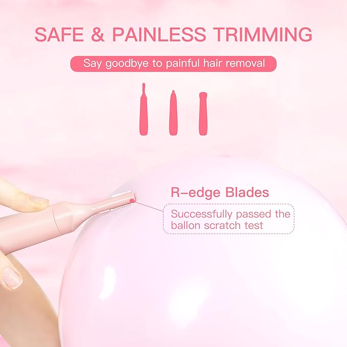 Nose Hair Trimmer for Women, 3in1 Electric Eyebrow Trimmer Waterproof Facial Hair Removal Rechargeable Hair Shaver Razor for Nose Ear Eyebrow Peach-Fuzz Lips Chin FT3001 Pink-Velvo Beauty