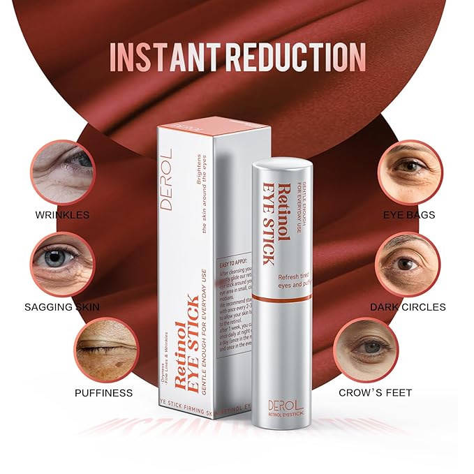 Retinol Eye Cream,Anti Aging Eye Cream, Retinol Eye Stick for Dark Circles and Puffiness Bags Treatment, Eye Balm Instantly Brighten,Under Eye Cream,Eye Cream for Wrinkles,Reduces Fine Lines-Velvo Beauty