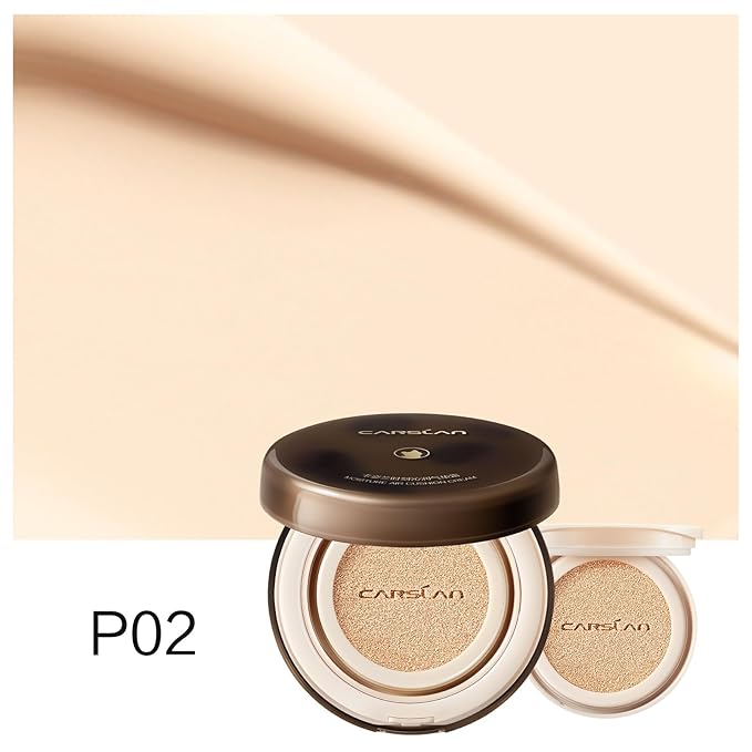 Lasting Air Cushion Cream Face Foundation Makeup, Lightweight, Medium to Full Coverage, Semi-Matte, Long-Lasting Oil Control Finish Foundation, P02 Fair For Oil Skin (Refill Included)-Velvo Beauty