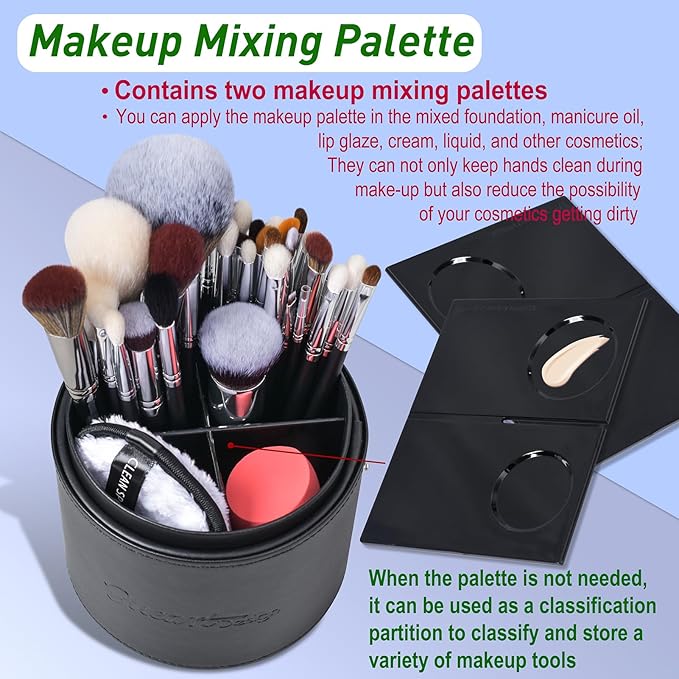 Bueart Design Pro makeup Artist 34Pcs Deluxe Real Goat Hair Horse hair Makeup Brushes Set with extra Large Holder High End Professional labeled makeup brush set with natural Pony Hair-Velvo Beauty