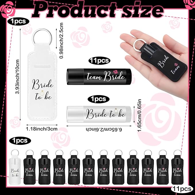 24 Pack Bachelorette Party Favor Lip Balm Set Team Bride Lip balm with Lipstick Holder Keychain Bride to be Lip balm Bridal Shower Proposal Gifts for Wedding Party Favors(White, Black)-Velvo Beauty
