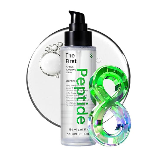 Nature Republic The First Peptide Boosting Serum, 8 Peptides, Niacinamide & Triple Hyaluronic Acid Complex,17 Amino acids,for All Skin Types, Korean Skin Care150ml/5.07 fl oz-Velvo Beauty