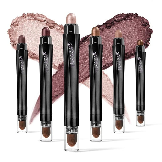 6PCS Cream Eyeshadow Stick Makeup Sets, Metallic And Matte Shimmer Eye Shadow Eye Brightener Stick Pencil Crayon, A05-Wine Red-Velvo Beauty