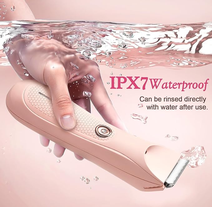Riokko Bikini Trimmer for Women with LED Light and IPX7 Waterproof Dual Charging, Skin-Safe Cordless Pubic Hair Shaver with Battery Indicator-Velvo Beauty
