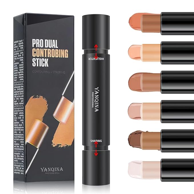 MEICOLY Cream Contour Stick Trio,Bronzer Highlighter Stick,2 in 1 Double Head Facial Repair Concealer Stick,3D Body Makeup Shading Trimming Stick,Smooth Gliding Face Illuminator Makeup,6 Colors-Velvo Beauty