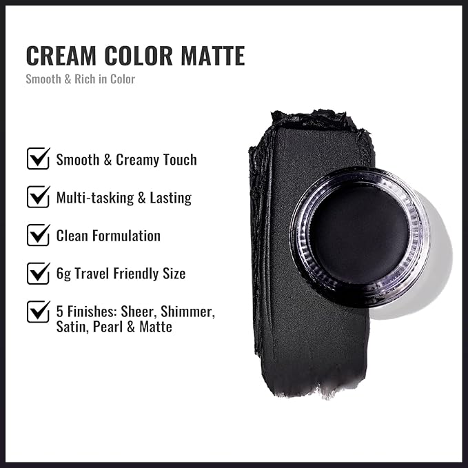 Oulac Matte Eyeshadow - Black Matte Finish Blendable Smokey Eye, Waterproof & Longwear Up to 12H Intense Color for Halloween Makeup, Goth Makeup-Velvo Beauty