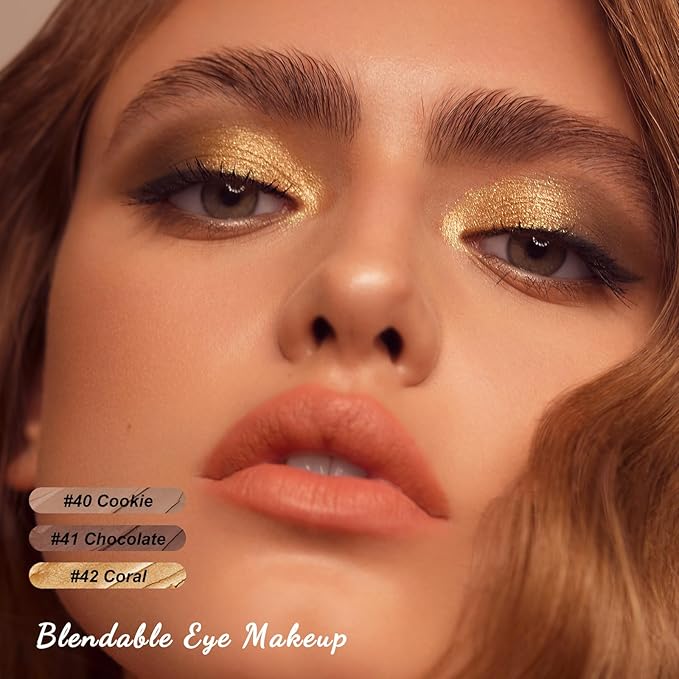 FOCALLURE 3PCS Cream Matte and Shimmer Eye Brightener Stick,Light to Dark Orange Eyeshadow Pencil,Long Lasting Eye Shadow Highlighter Stick Makeup,Gold Rush-Velvo Beauty