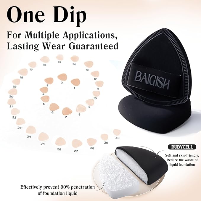 Makeup Sponge 1 Powder Puff +1 Smooth Foundation Brush for Liquid, Cream and Makeup,Super Soft, Makeup Blender, Latex Free Seamless Flawless Soft Setting Couple Set-Velvo Beauty