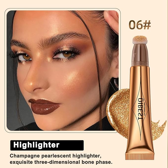 Highlighter Beauty Wand, Shimmer Liquid Highlighter Stick with Cushion Applicator, Lightweight Super Silky Cream Body Face Glowing Highlight Makeup-Velvo Beauty