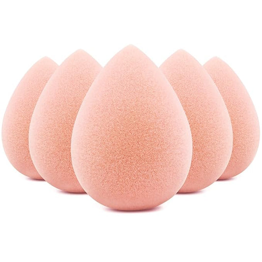 BEAKEY Makeup Sponge Set, Foundation Blending Sponge, Beauty Sponges Flawless for Liquid, Cream, and Powder, Microfiber Latex-Free and Vegan Boun Boun Sponges, 5 Pcs Pink Makeup Sponges-Velvo Beauty