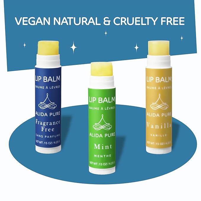 Favorites Lip Balm Collection, Vegan Lip Balm Set, Bees Wax Free, Coconut Oil Free, Avocado Oil, Organic Jojoba Oil, Vitamin E, Natural Moisturizer For Dry Cracked Lips, 3 Tube Set-Velvo Beauty