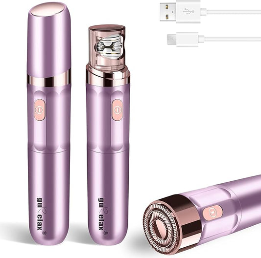 Gurelax Hair Removal Epilator for Women, Rechargeable Facial Epilator Hair Remover, 2-in-1 Electric Epilator & Shaver, 18 Carat Gold Plated Head, All Ages and Skin Types-Velvo Beauty