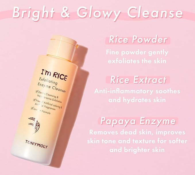 TONYMOLY I'm Rice Clarifying Skincare Set – 3-Step Face Care for Clear, Hydrated Skin – Includes Enzyme Powder Cleanser, Blemish Mask & Nourishing Sheet Masks – Gentle Exfoliation & Oil Control-Velvo Beauty