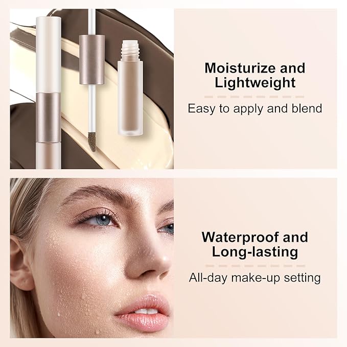 2 in 1 Bronzer and Highlighter Stick,Non-greasy & Non-drying Contour Pencil,Easy to Create a Natural Shimmery Finishing,Long Lasting & Waterproof Face Brighten Make up Pen-Velvo Beauty